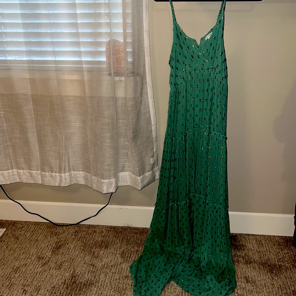 Flowy Tiered Mint and Gold Dress